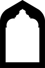 Traditional Islamic Arch Mosque Entrance with Door and Window Frame