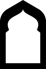Traditional Islamic Arch Mosque Entrance with Door and Window Frame