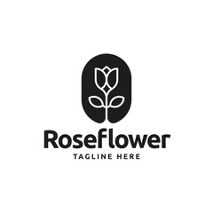 Rose flower nature silhouette logo design