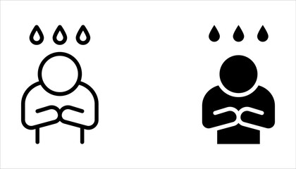 Sweating man icon set. Cold sweat. Worrying and nervous person. Anxiety and stress. icon symbol on white background