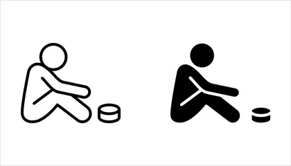 Homeless people icon set, poverty icon symbol on white background