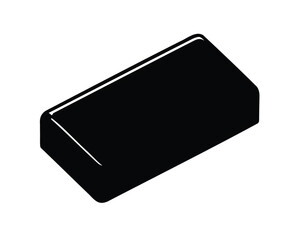 Isometric Black Rectangular Brick with Rounded Corners on a White Background