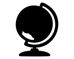 Silhouette of a globe for geographical studies isolated on white background