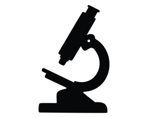 Silhouette of a Microscope Depicting Science Education and Laboratory Research Equipment