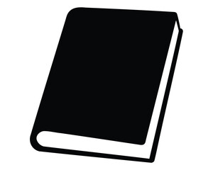 Simple minimalistic illustration of a black closed book over white background