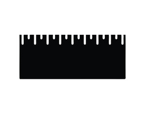 Black rectangle shape with dripping top resembling a measurement ruler