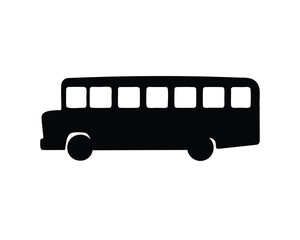 Simple Black and White School Bus Silhouette with Square Windows
