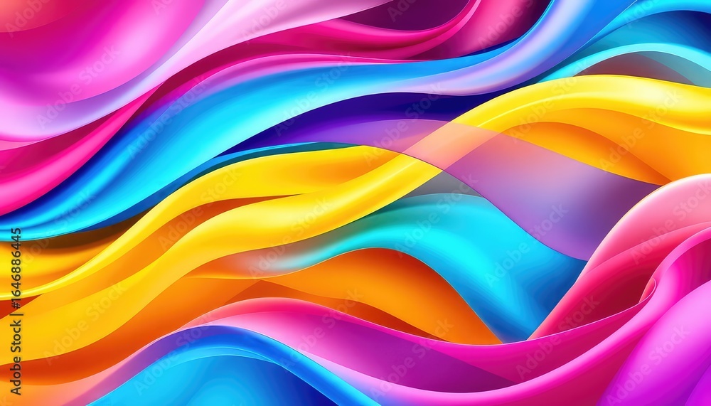 Poster colorful wavy lines form a smooth, dynamic backdrop with gradient fills, creating a captivating, mod