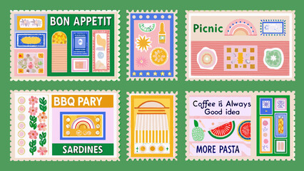 Fototapeta premium vector illustration of a set of vintage retro vintage stamps