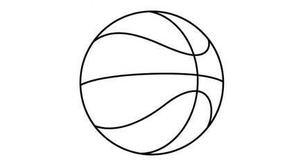 Bold black outline of a classic basketball ready for action, capturing the essence of the game and athletic pursuit for dynamic sports projects