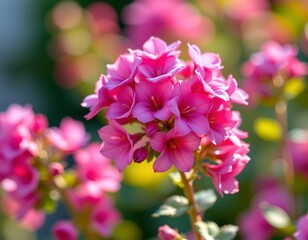 Fototapeta premium Vibrant Pink Flowers Soft Bokeh Background