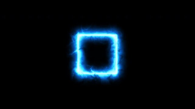 Glowing Blue Neon Square Sphere Rectangle Frame