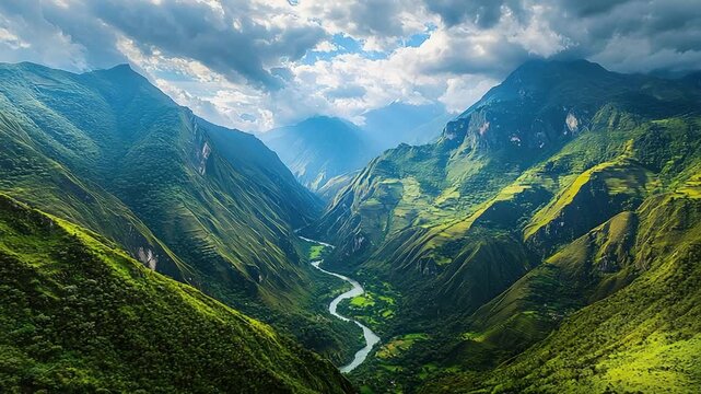 choquequirao river gorge cusco peruvian landscape video orbit out