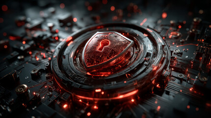 Businessman hand touches a shield, cybersecurity protects sensitive information, prevents unauthorized access, ensures data integrity, and maintains system reliability.