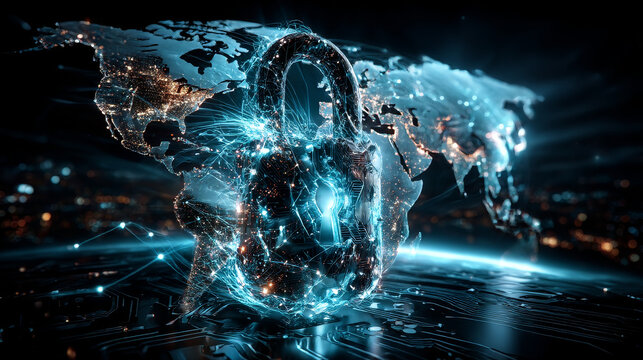 Hand holding a globe with a network connecting data. Cybersecurity is an essential part of digital technology, protecting the integrity, confidentiality, availability of information global networks.