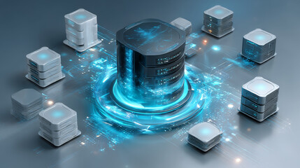 Database management. Businessman touch a circuit board database management optimizes global network performance by ensuring data integrity and security, facilitating efficient data access and storage