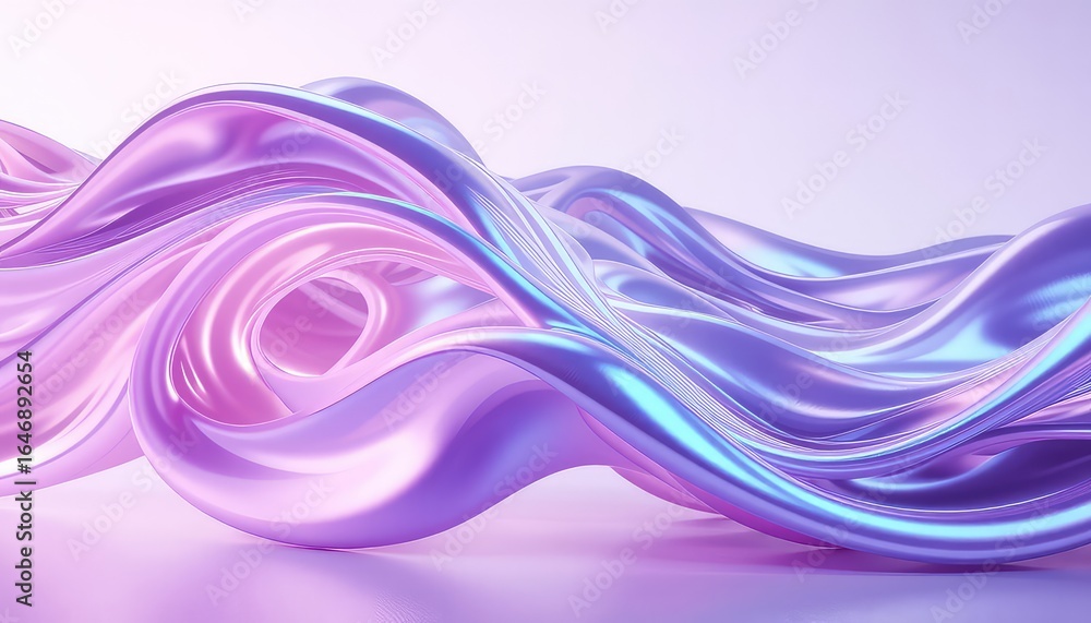 Poster abstract wave of flowing iridescent fabric with light reflecting and rippling surface for luxury bac