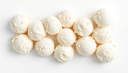 Delicious fresh homemade ice cream scoops on a clean bright background, perfect for menu inserts or food-related advertising