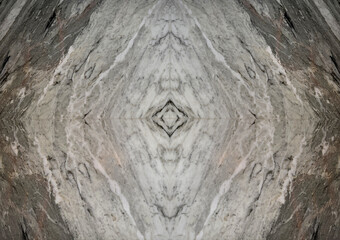 Close up of mirrored natural brown marble in bookmatched open book pattern. Seamless brown clay marble texture honed and coated.