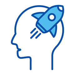Creative Thinking Icons In Blue Style, Vector Illustration
