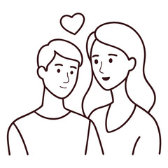 Couple in Love – Sketch Icon Line Art Vector on White Background