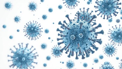 Microscopic Cluster of Cellular Pathogens Illustrating Medical or Scientific Concept on a Plain Background