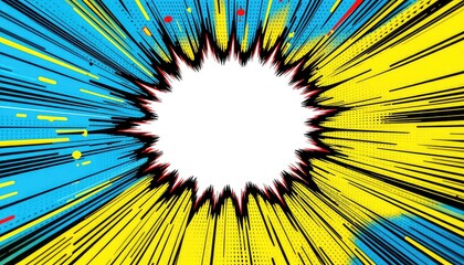 Abstract graphic burst with vibrant colors emanating from a central white space for text or design.