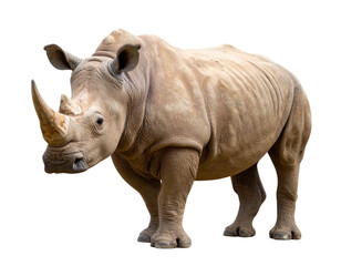 Fototapeta premium African Rhinoceros Standing Isolated on Transparent Background PNG