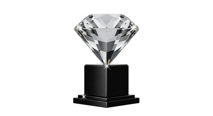 Photo of diamond trophy isolated on transparent background representing success and achievement