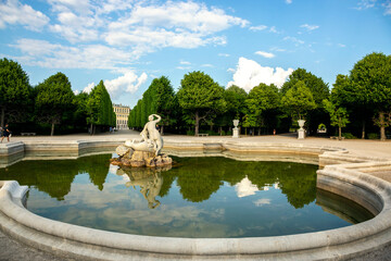 Vienna, Austria - June 15, 2023: Fountain in the Schoenbrunn Palace Park