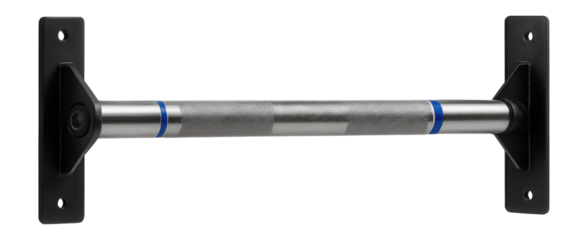 Stainless steel pull-up bar with a knurled grip pattern for improved hold