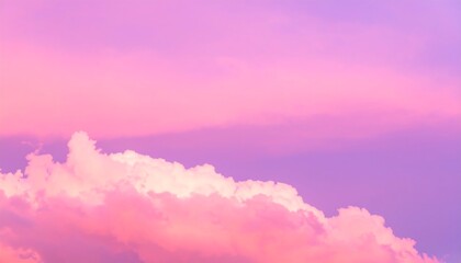 Pastel pink and purple sky with fluffy clouds at the bottom