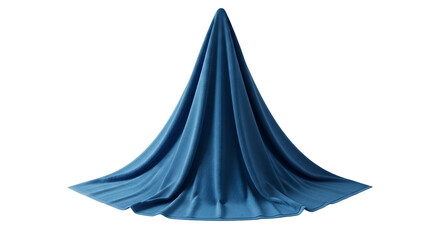 Blue Fabric Drapes Elegantly Against Black Backdrop, Creating Soft Folds and Shadows