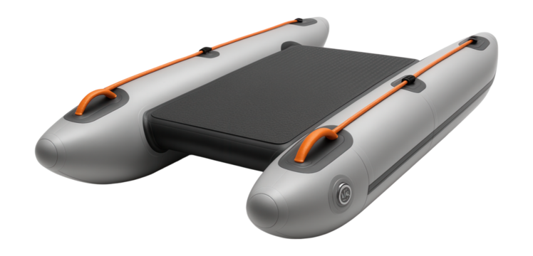 Dual-layered inflatable catamaran with electric pump compatibility