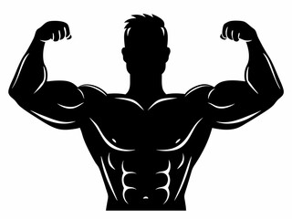 strong bodybuilder man silhouette