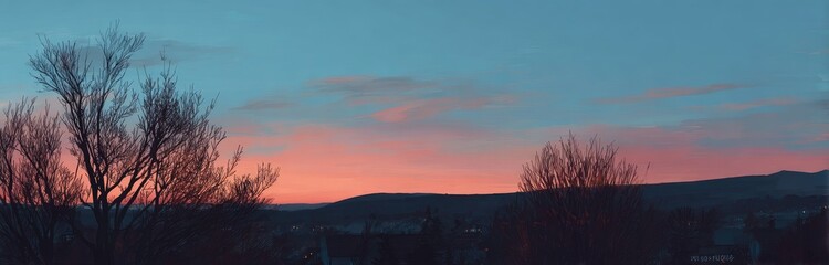 Obraz premium Silhouetted trees against a vibrant sunrise/sunset