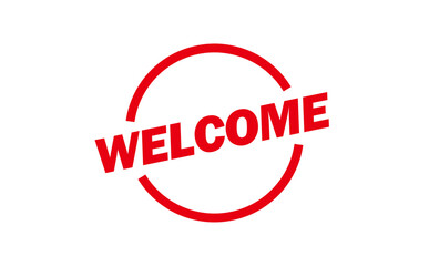 WELCOME - Red Rubber Stamp With text WELCOME
