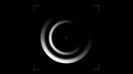 Minimalist Orbital Scanner Animation with Smooth Rotating Concentric Rings and Glowing Effects Around a Prominent Hollow Core on Black Background for Futuristic HUD Displays - Powered by Adobe