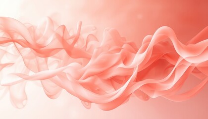 Fototapeta premium Coral Waves Abstract, Flowing Smoothly with Translucent Layers, Creating Depth and Movement on a Soft Gradient Background