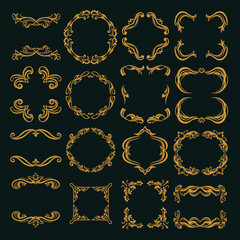 Premium Gold Frames and Elements Vector Collection