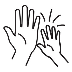 Obraz premium Two Hands High Fiving in Black and White a Gesture of Celebration Teamwork and Achievement in a Minimalist Line Art Style