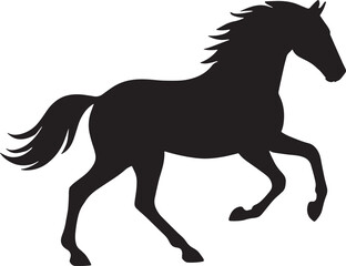 Obraz premium Vector Silhouette of a Horse in Mid-Gallop – Minimalist Sharp Style, Ultra HD on Clean White Background