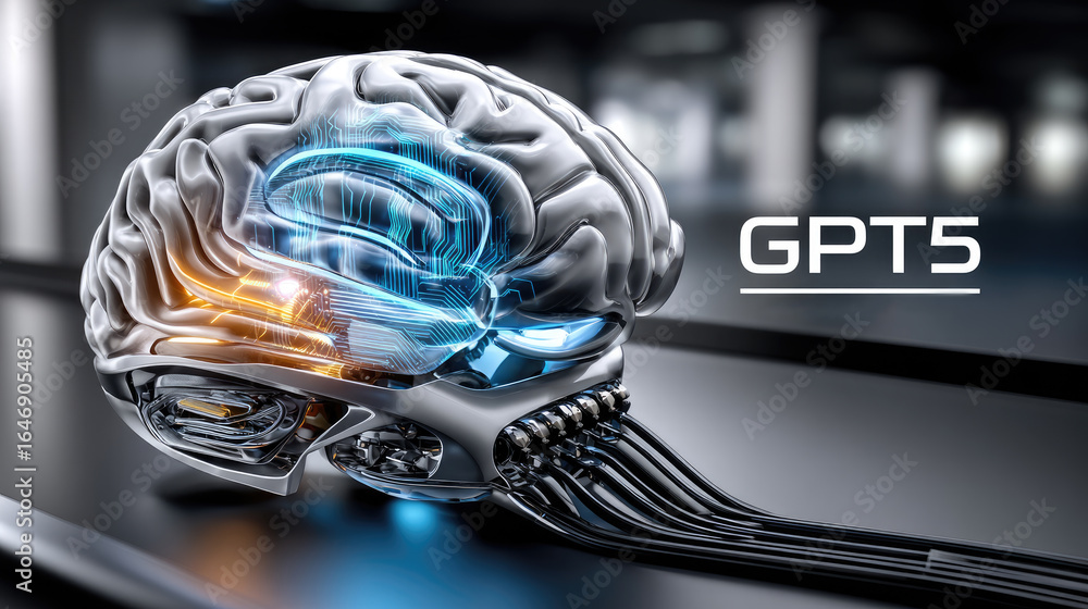 Poster futuristic digital interface displays a neural network model, highlighting advanced ai technology. t
