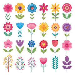 Seamless pattern with a colorful floral design, featuring vibrant flowers, pink roses, and green leaves in a beautiful spring garden illustration