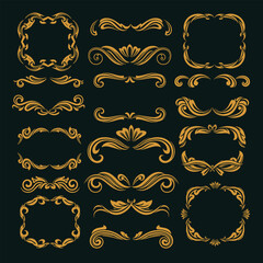 Royal Golden Frames and Elements Vector Set