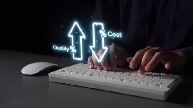 Business concept showing cost reduction and quality increase using Lean, Six Sigma, and Total Quality Management (TQM) to enhance efficiency, value, and customer satisfaction. Muxer