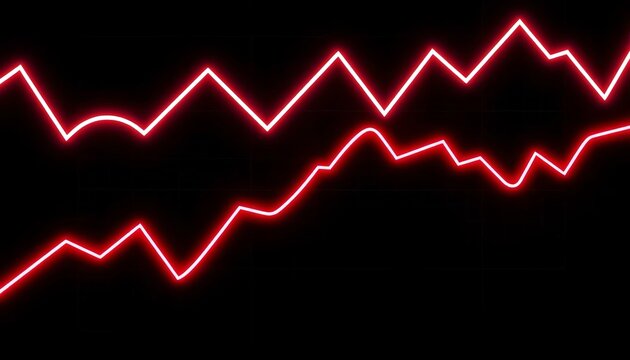Black neon zigzag line pattern depicting volatile stock market fluctuations,  economy,  design