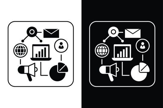 Digital Marketing Analytics Icon Collection in Flat Style.