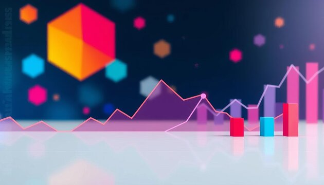 Abstract geometric shapes and data points on a clean, flat background depicting market analysis, abstract background, background