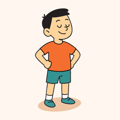 Cartoon Boy in Confident Pose | Cheerful Cartoon Boy in Confident Pose – Kids Illustration | cartoon boy confident pose hands on hips